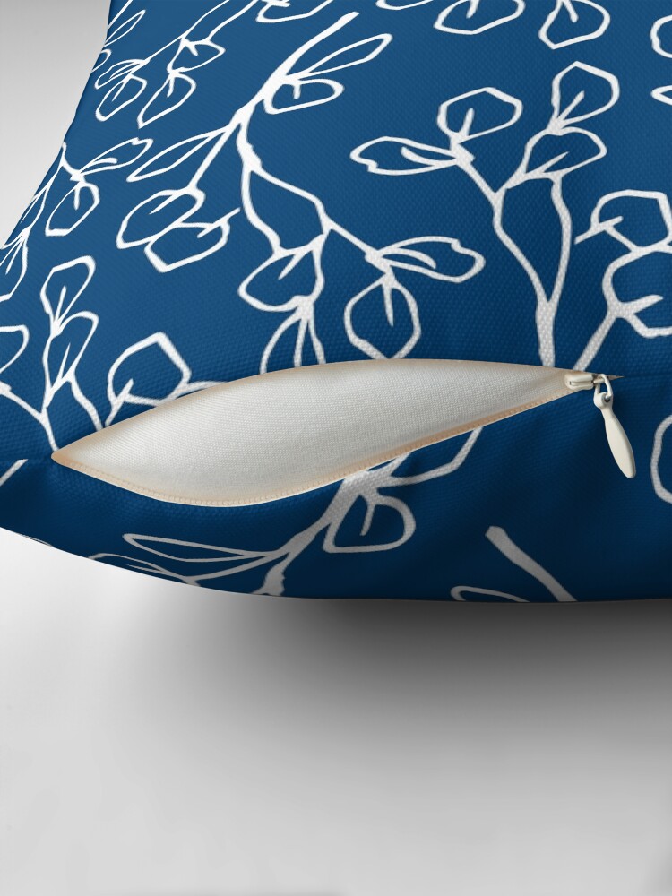 Thumbnail 2 of 4, Pillow, Navy Floral lace pattern designed and sold by Fatamimosh.