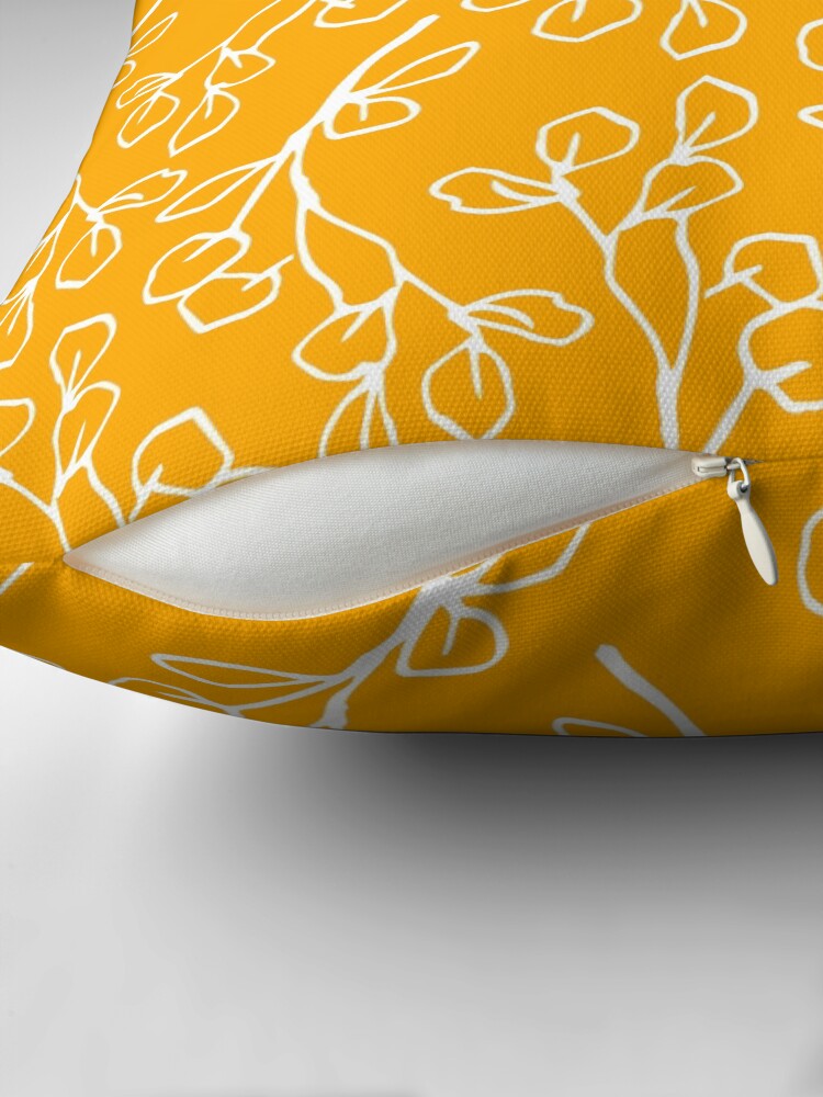 Thumbnail 2 of 4, Pillow, Yellow mustard Floral lace pattern designed and sold by Fatamimosh.