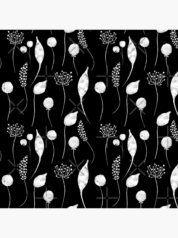 Thumbnail 4 of 4, Pillow, watercolour watercolor aesthetic - plants pattern black designed and sold by Fatamimosh.