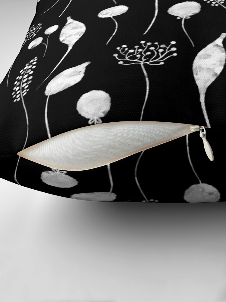 Thumbnail 2 of 4, Pillow, watercolour watercolor aesthetic - plants pattern black designed and sold by Fatamimosh.