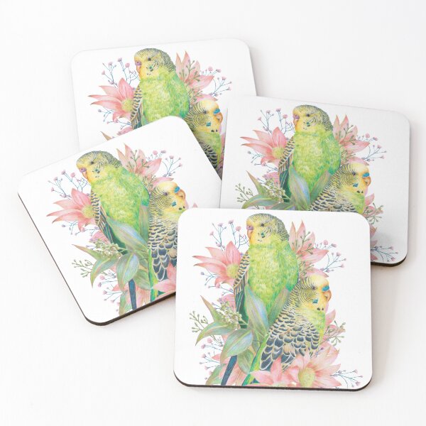 Item preview, Australian Budgerigars/Budgies || Floral Birds designed and sold by Kayla Reay.