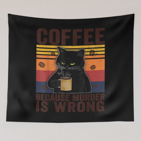 Aperçu de l'œuvre Coffee Because Murder Is Wrongs Essential Cat Lover T-Shirt créée et vendue par Lukifo-Vector.