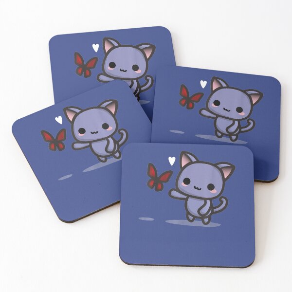 Item preview, Cute Kawaii Cat and Butterfly Cartoon Art T-Shirt designed and sold by Lukifo-Vector.