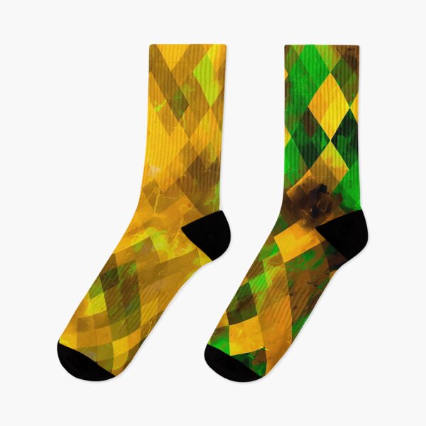Item preview, geometric square pixel pattern abstract background in brown green yellow designed and sold by Mrvell.