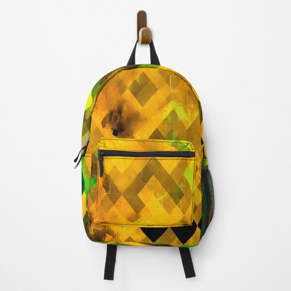 Item preview, geometric square pixel pattern abstract background in brown green yellow designed and sold by Mrvell.