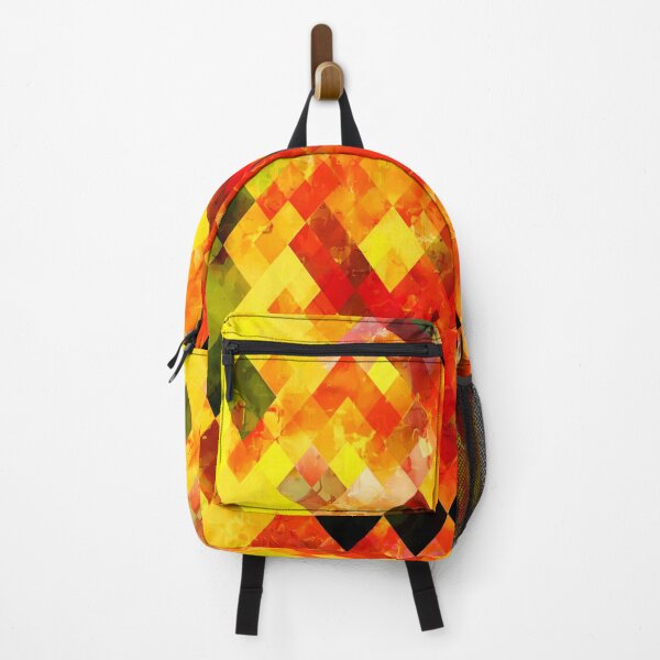 Item preview, geometric square pixel pattern abstract background in red yellow designed and sold by Mrvell.