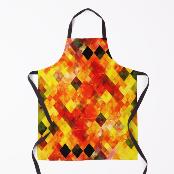 Item preview, geometric square pixel pattern abstract background in red yellow designed and sold by Mrvell.