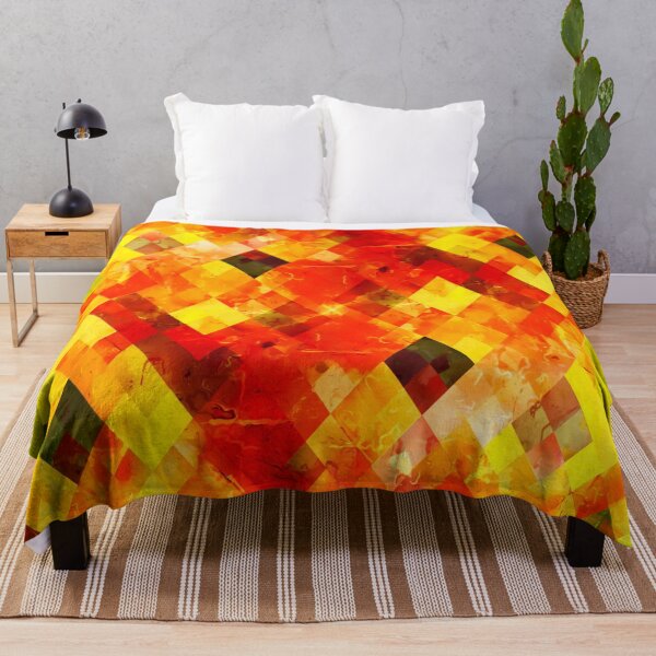 Item preview, geometric square pixel pattern abstract background in red yellow designed and sold by Mrvell.