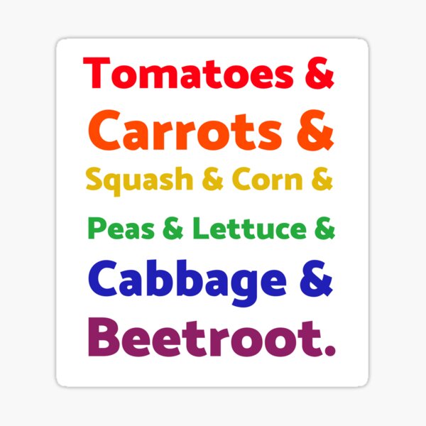 Rainbow List of Vegetables Sticker