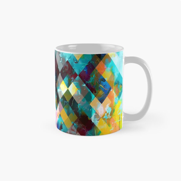 Item preview, geometric square pixel pattern abstract background in blue pink orange purple designed and sold by Mrvell.