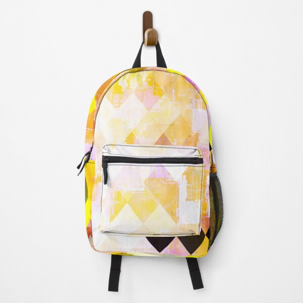 Item preview, geometric square pixel pattern abstract background in yellow green pink orange designed and sold by Mrvell.