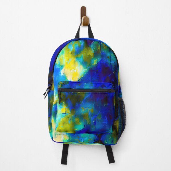 Item preview, geometric square pixel pattern abstract background in blue yellow green designed and sold by Mrvell.