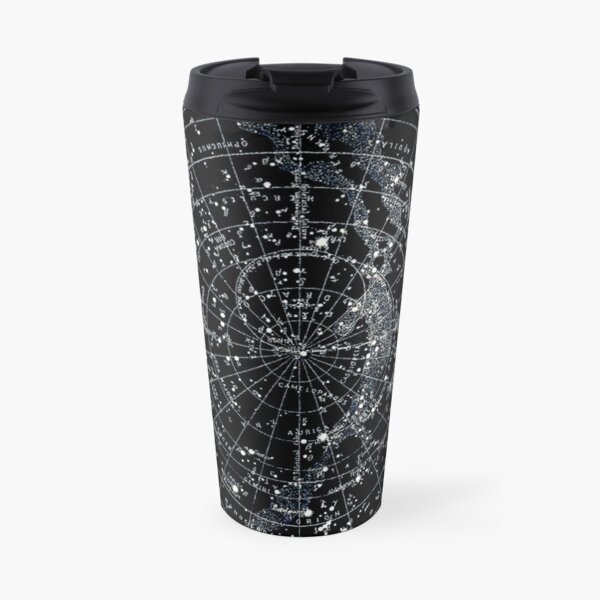 LAS CONSTELACIONES DE ESTRELLAS: Vintage 1900 Galaxy Print Taza de café de viaje