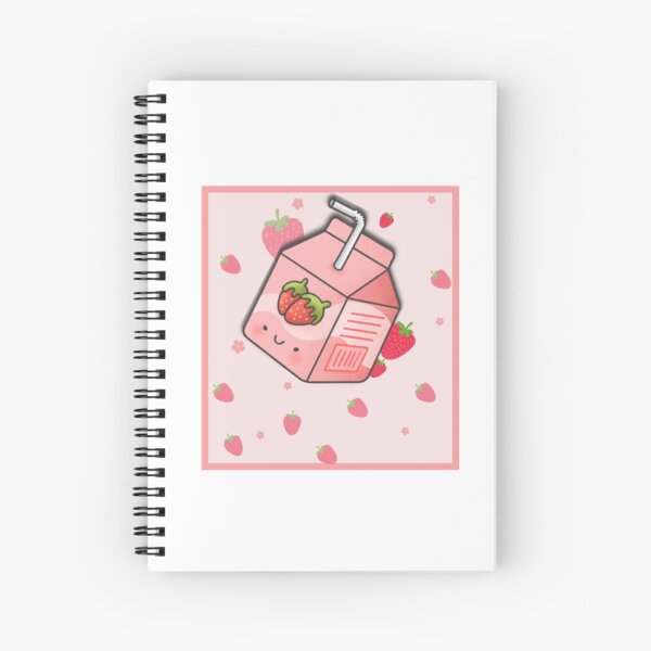 Kawaii Japanese Strawberry Milk Juice Digital Art Design  Spiral