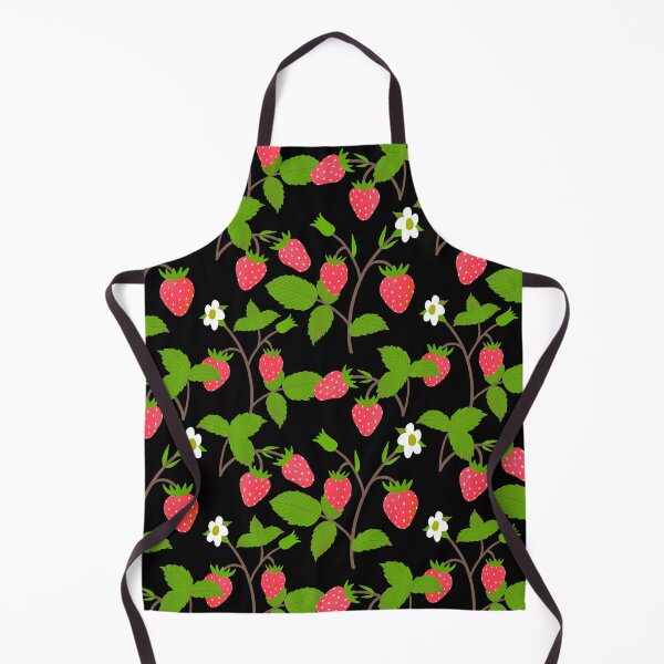 Item preview, Strawberry Repeat Pattern on Black designed and sold by suwarnaadi.