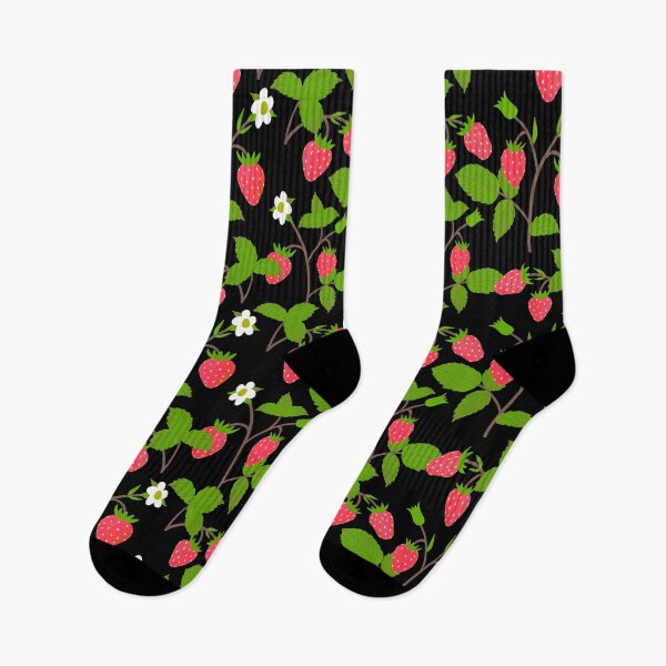 Item preview, Strawberry Repeat Pattern on Black designed and sold by suwarnaadi.