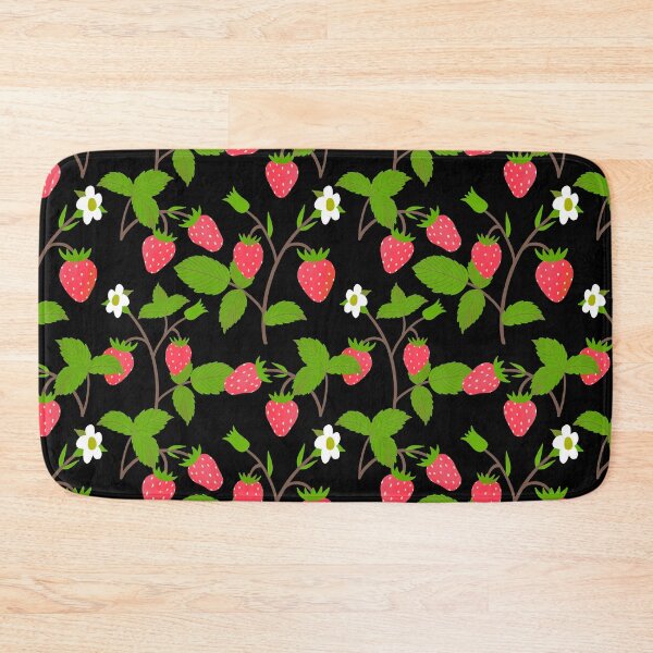 Item preview, Strawberry Repeat Pattern on Black designed and sold by suwarnaadi.
