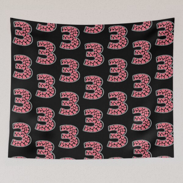 Item preview, Number 3 filled with pink hearts designed and sold by Rhu Creations.