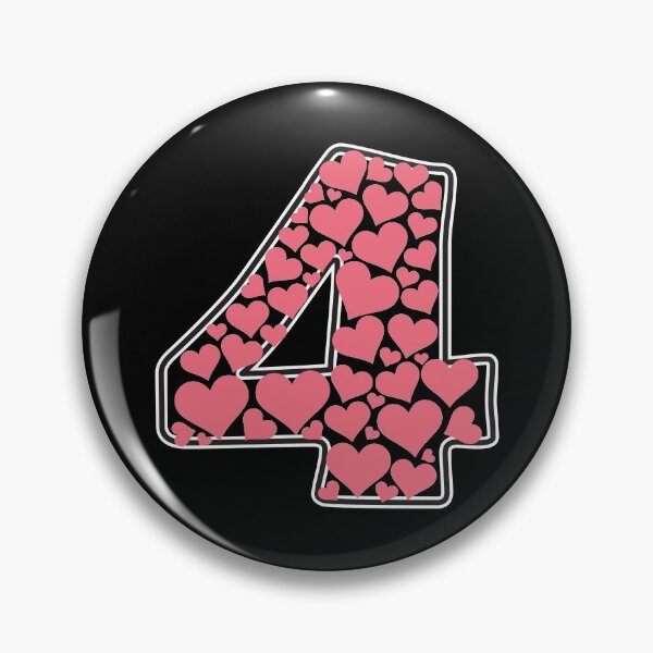 Item preview, Number 4 filled with pink  hearts designed and sold by Rhu Creations.