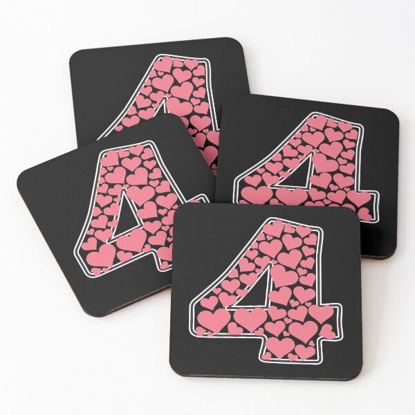 Item preview, Number 4 filled with pink  hearts designed and sold by Rhu Creations.