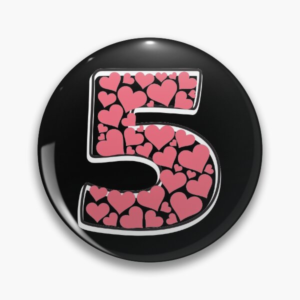 Item preview, Number 5 filled with pink hearts designed and sold by Rhu Creations.