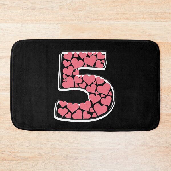 Item preview, Number 5 filled with pink hearts designed and sold by Rhu Creations.