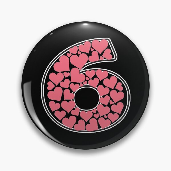 Item preview, Number 6 filled with pink hearts designed and sold by Rhu Creations.