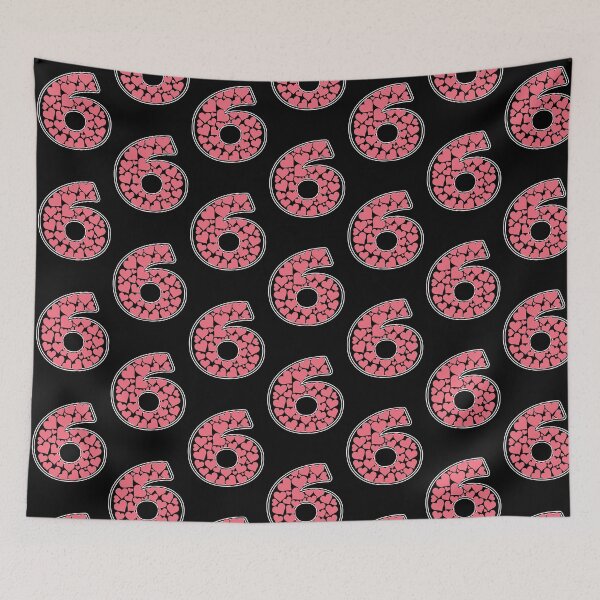 Item preview, Number 6 filled with pink hearts designed and sold by Rhu Creations.