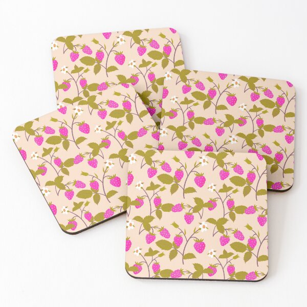 Item preview, Fuchsia Strawberry Repeat Pattern designed and sold by suwarnaadi.