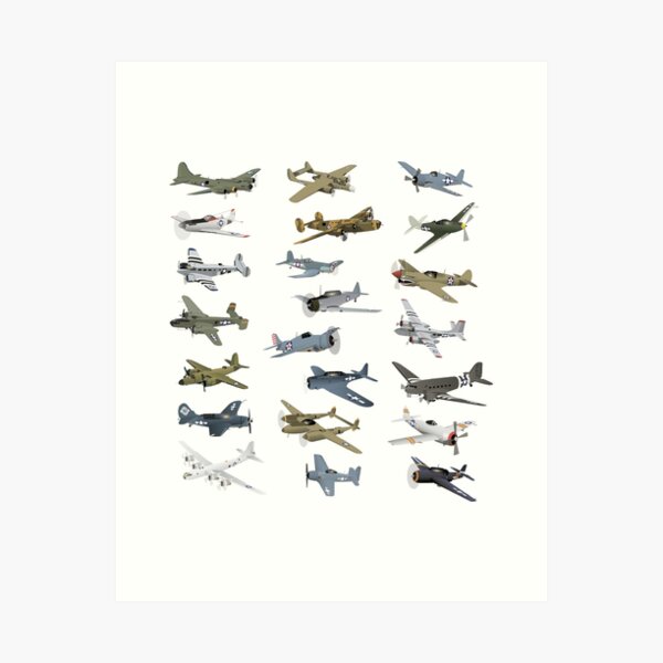 Vista previa del artículo con la obra «Varios aviones estadounidenses de la Segunda Guerra Mundial», diseñado y vendido por NorseTech.