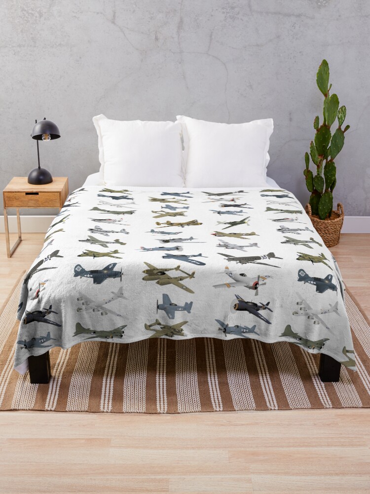 Thumbnail 1 of 6, Throw Blanket, Various American WW2 Airplanes designed and sold by NorseTech.