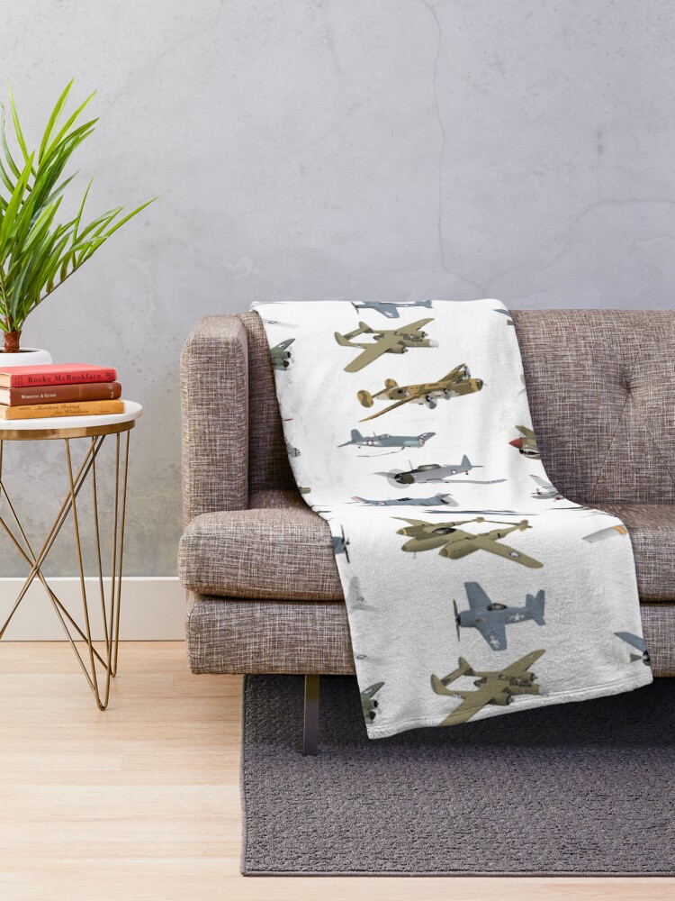 Thumbnail 2 of 6, Throw Blanket, Various American WW2 Airplanes designed and sold by NorseTech.