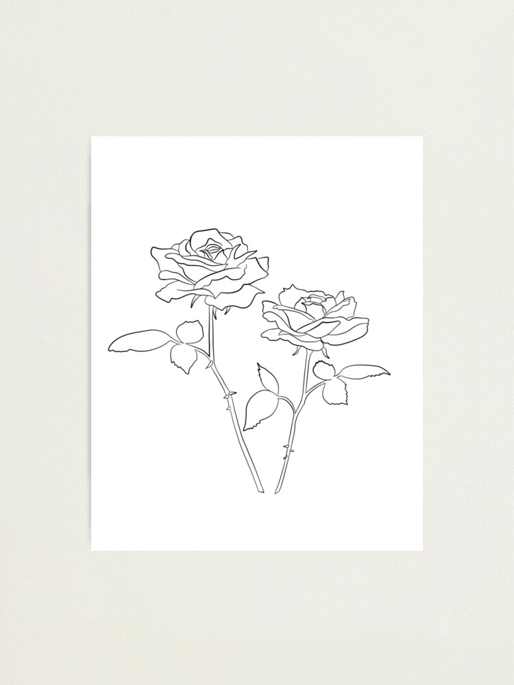 Floral Line Art Drawing in Black - Long Stem Flowers Greeting Card for  Sale by Melody Watson