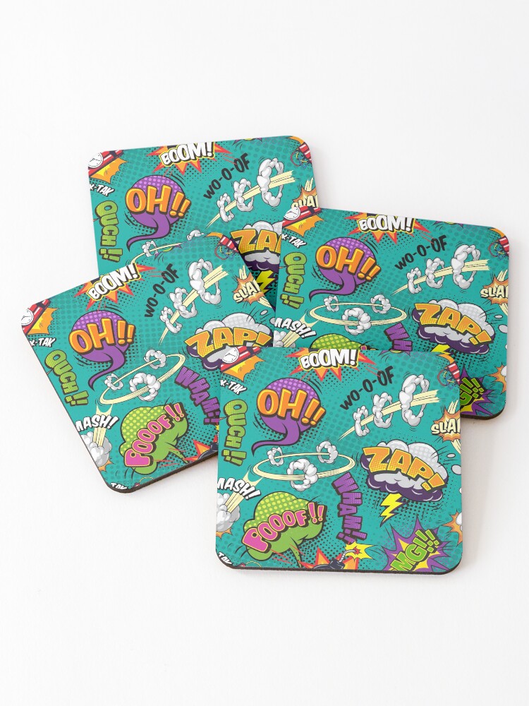 Thumbnail 1 of 5, Coasters (Set of 4), Comic Pattern designed and sold by EVERTEESLOVER.