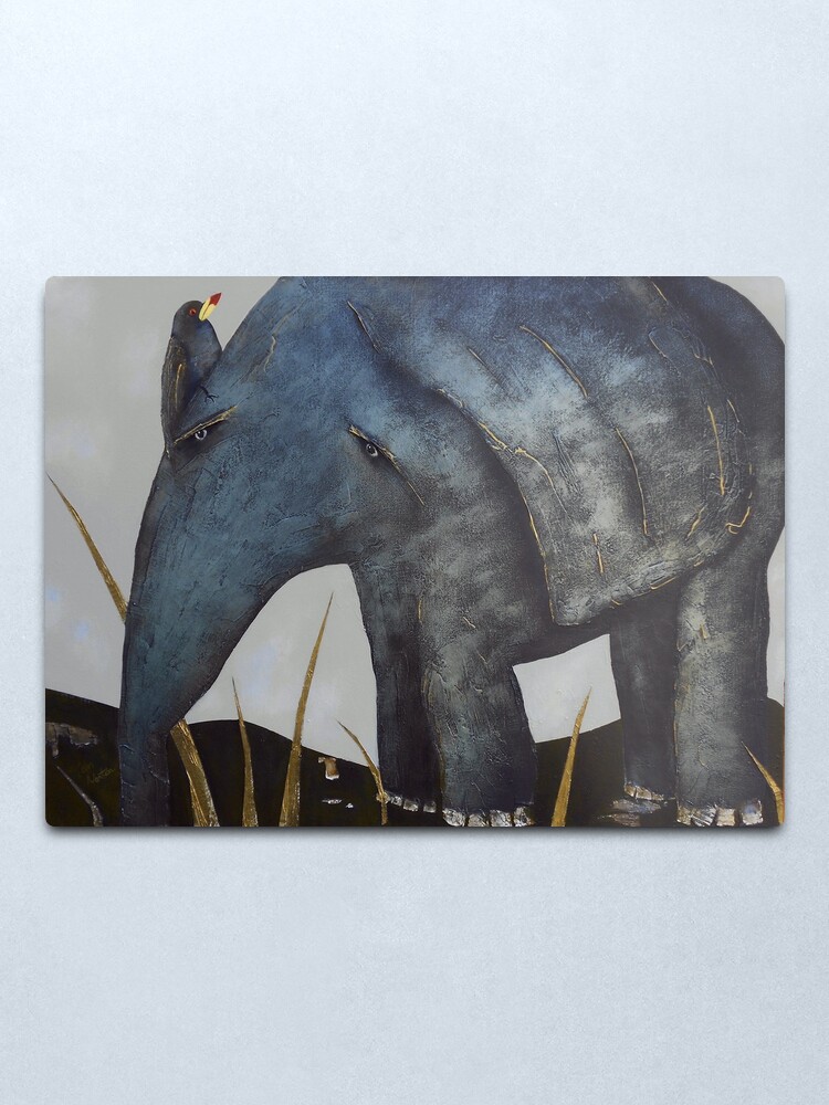 Alternate view of Bird on Baby Elephant Metal Print