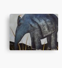 Bird on Baby Elephant Canvas Print