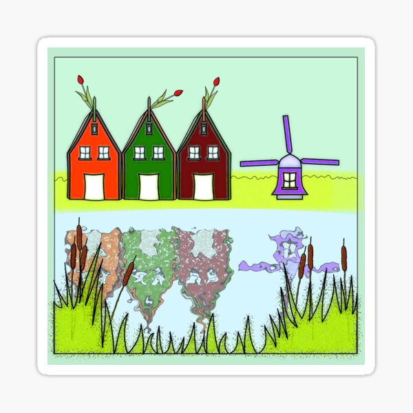 Item preview, Tulip Houses by the Lake designed and sold by KittyPolka.