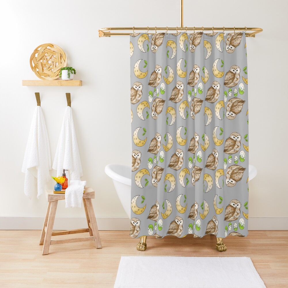 "Fluffy Owl" Shower Curtain by SpeckledFern Redbubble