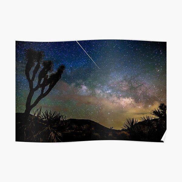 Camelopardalid Meteor Strike Over Joshua Tree Milky Way Poster