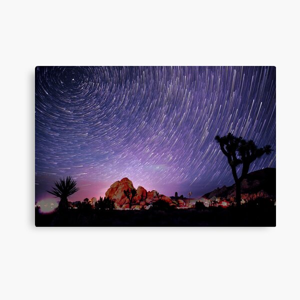 Amazing Galaxy Star Trails Spin Over Joshua Tree Canvas Print
