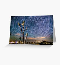 Polaris Star Trails Spin Around Yucca in Joshua Tree Greeting Card