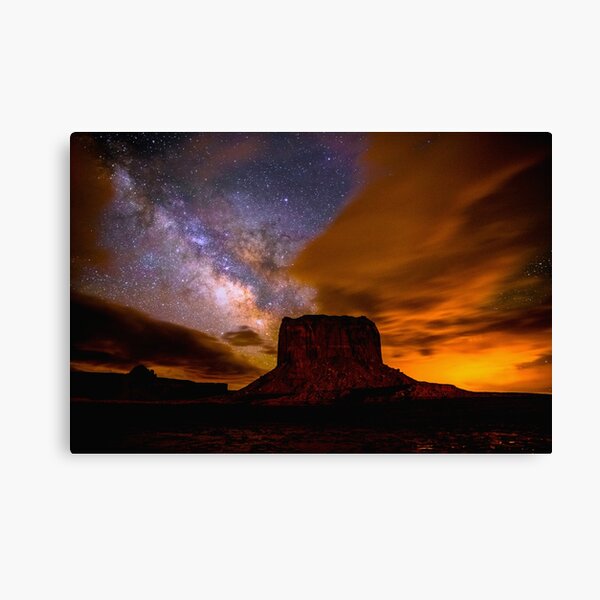 Amazing Milky Way Over Monument Valley Storm Canvas Print