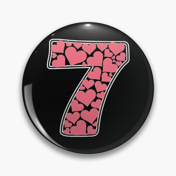 Item preview, Number 7 filled with pink hearts designed and sold by Rhu Creations.