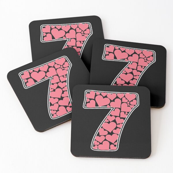 Item preview, Number 7 filled with pink hearts designed and sold by Rhu Creations.