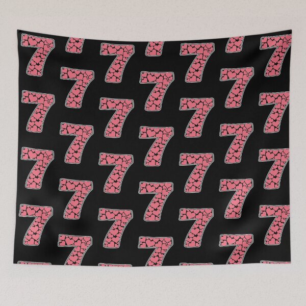 Item preview, Number 7 filled with pink hearts designed and sold by Rhu Creations.