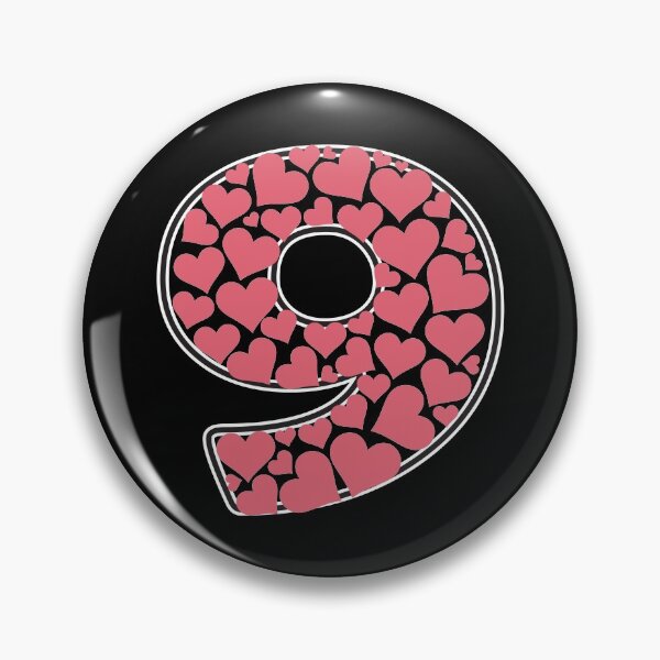 Item preview, Number 9 filled with pink hearts designed and sold by Rhu Creations.
