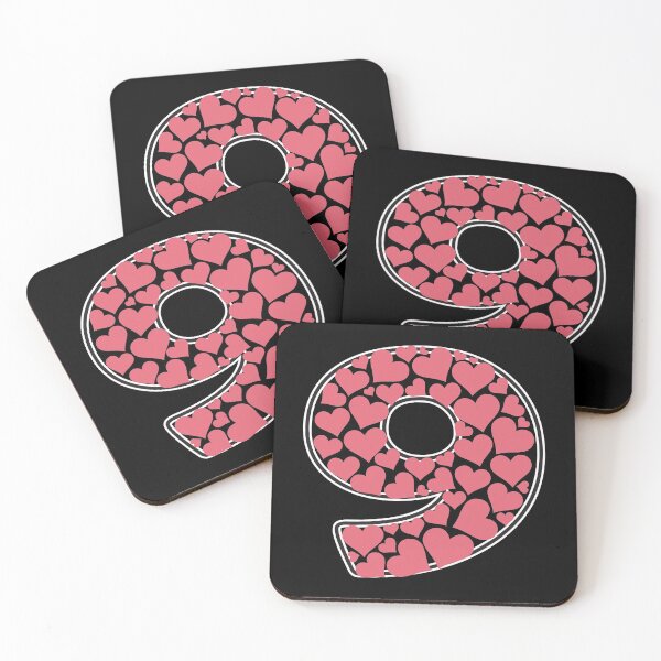 Item preview, Number 9 filled with pink hearts designed and sold by Rhu Creations.