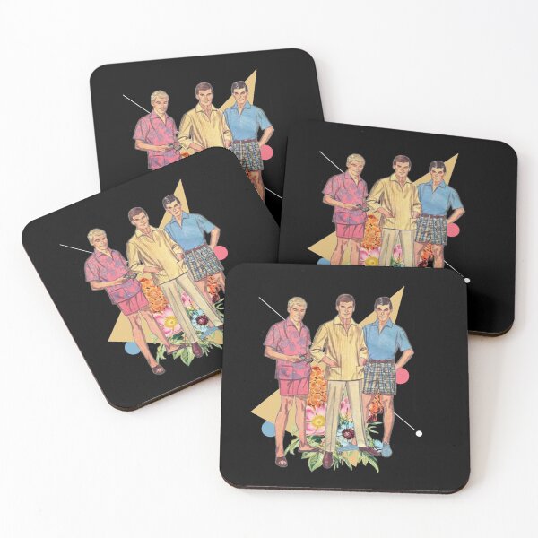Item preview, Three Fifties Male Models with Flowers and Pink Blue Circles Collage designed and sold by KALEIDOSCOPE UK.