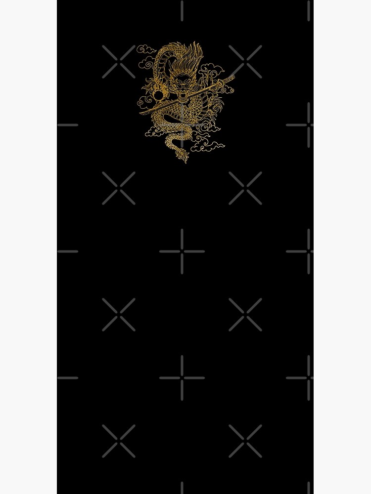 Gold Chinese Dragon with Black Background by SoccaTamam