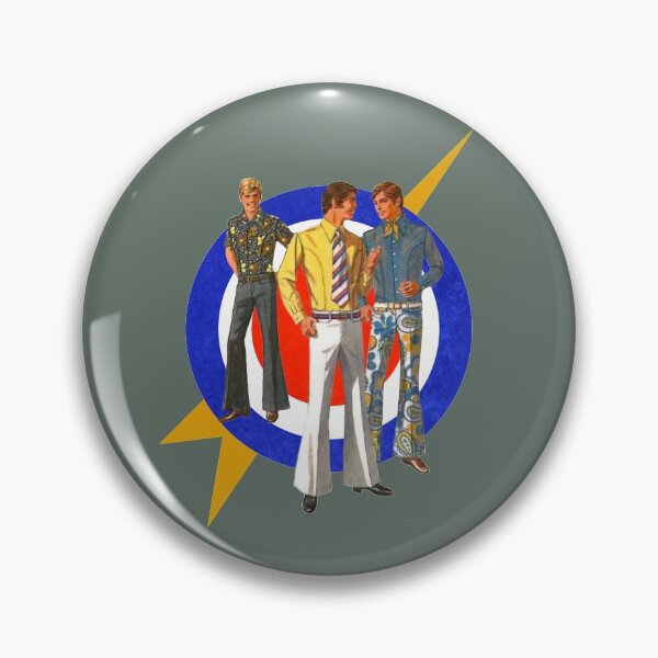 Item preview, Three Mod Sixties 1960s Vintage Fashion Men with Mod Target designed and sold by KALEIDOSCOPE UK.